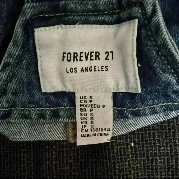 Forever 21 Denim Dress Overalls Jumper Mini Size S EUC - Picture 3 of 3